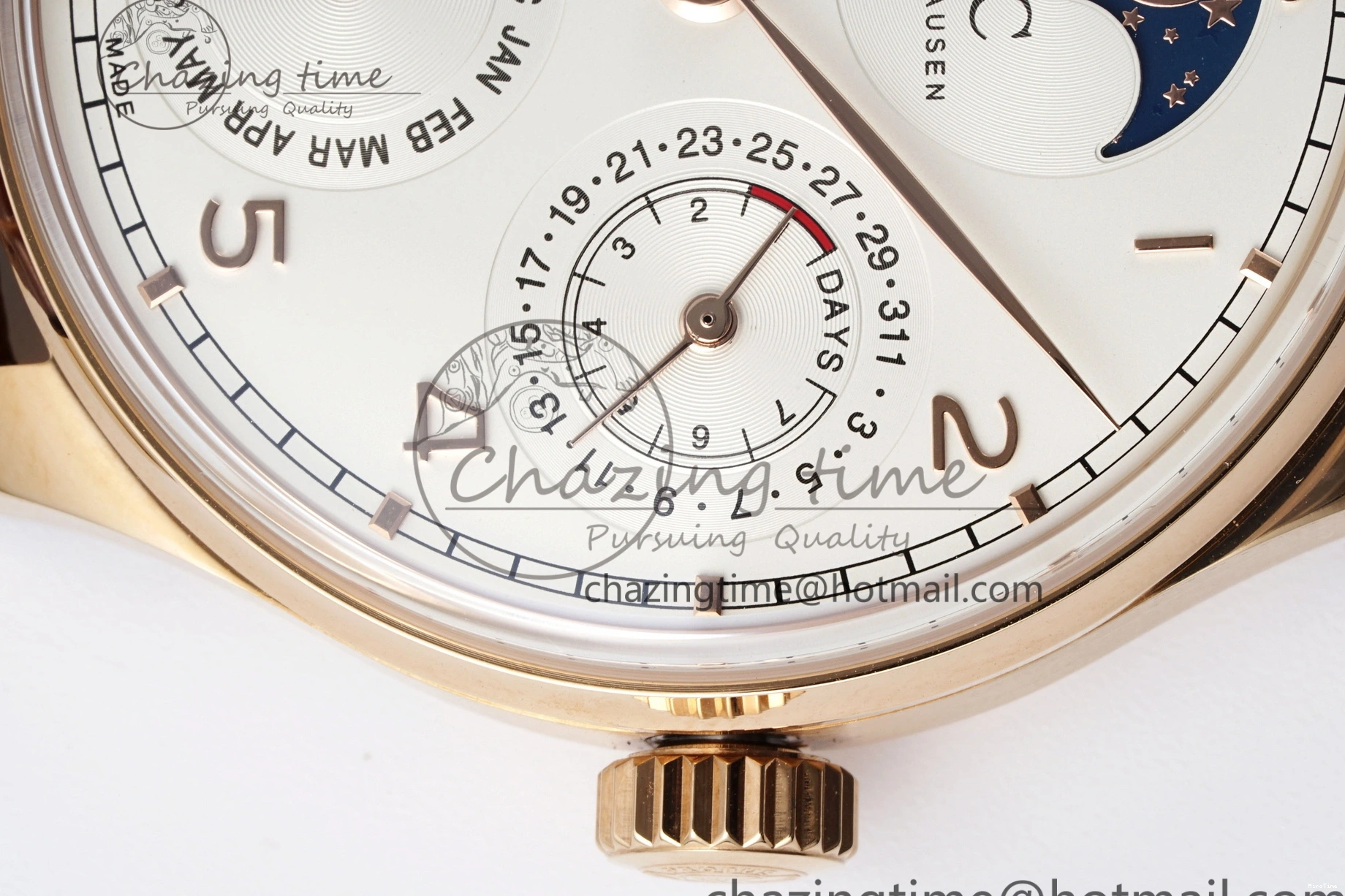 MIROTIME 0420 WellDesigned Portugieser Perpetual Calendar RG 5033 APSF 1:1 Best Edition White Dial on Brown Leather Strap A52610 Clone 7042